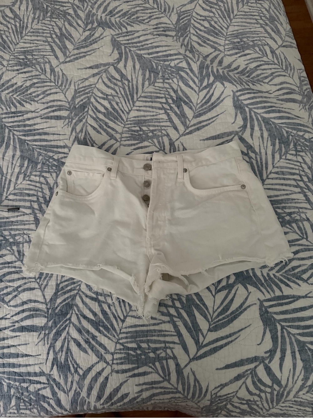 AGOLDE Parker High-Waist White Denim Shorts